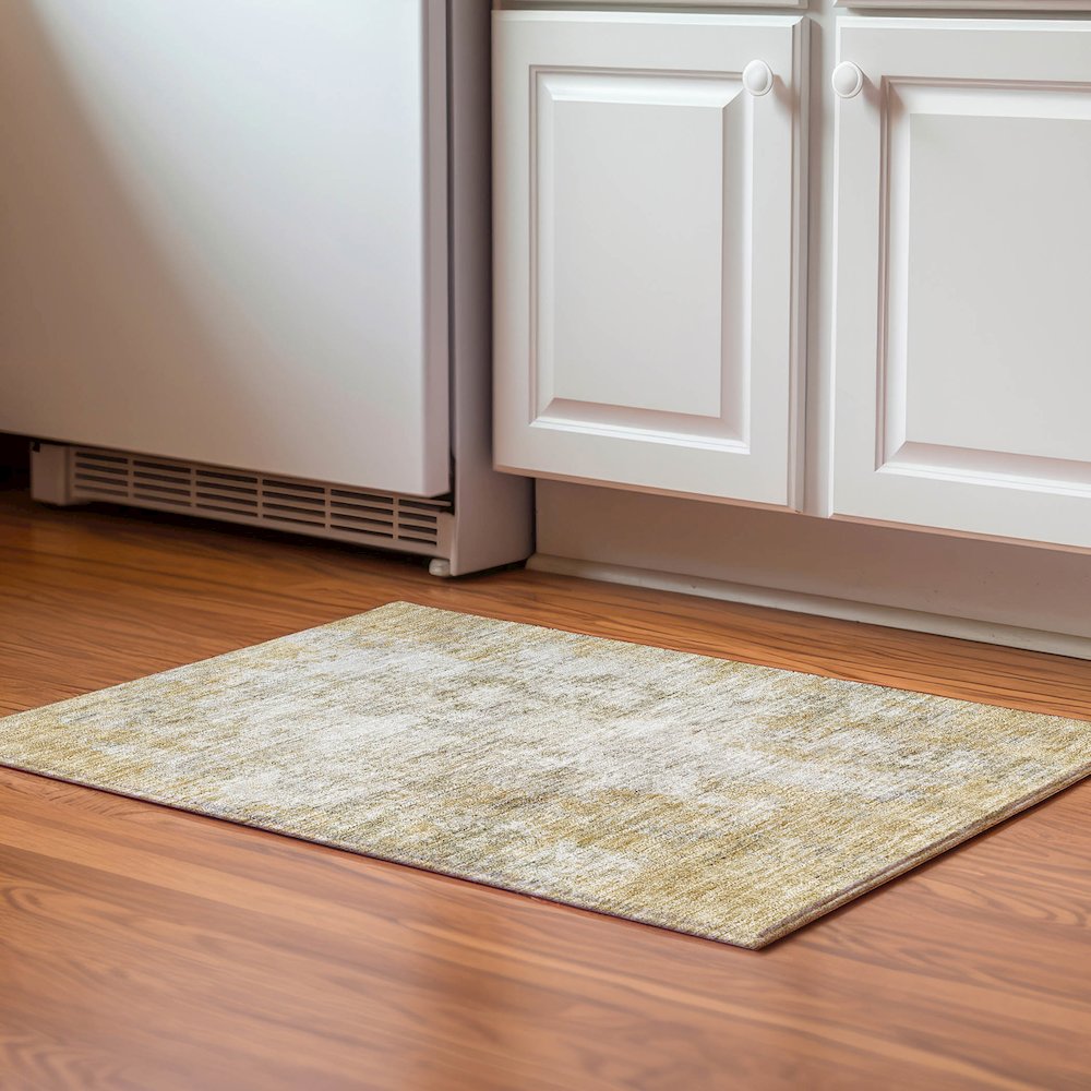 Premium Machine Washable Mayfield AMF940 Wheat 1'8" x 2'6" Rug. Picture 5