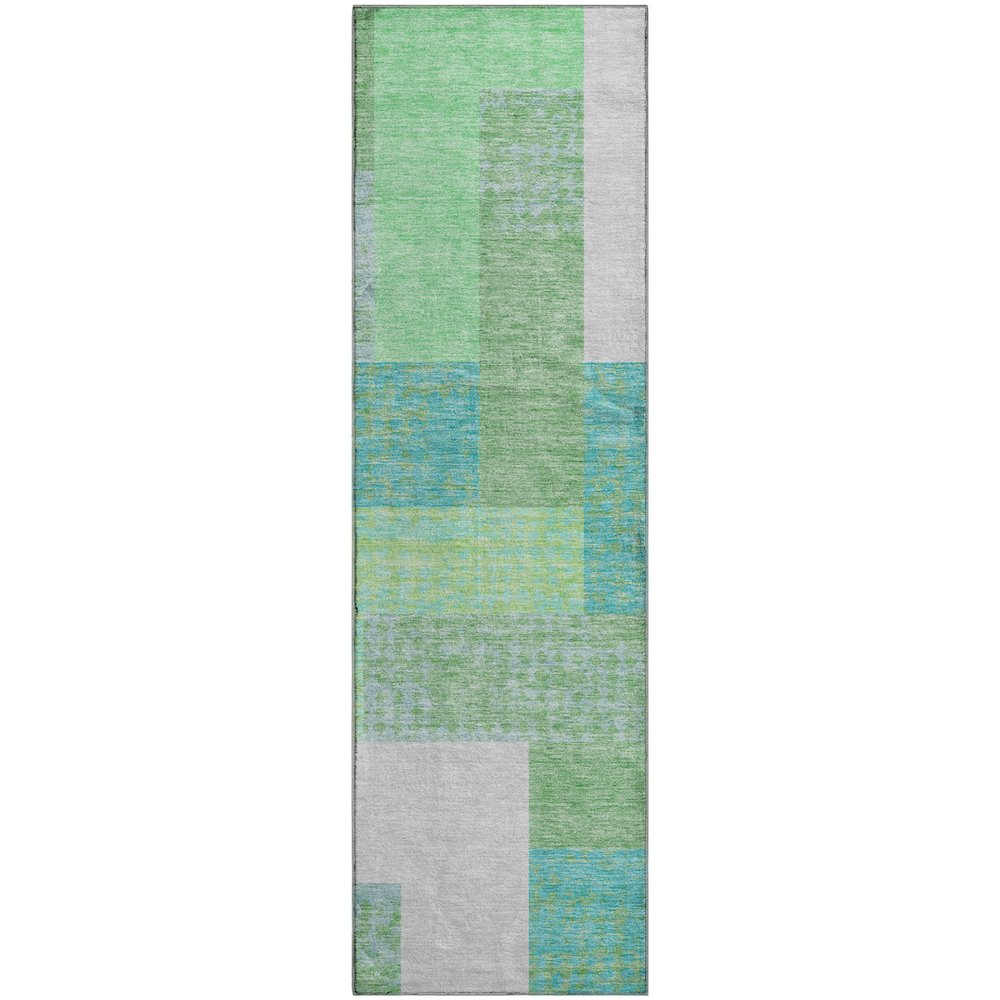Premium Machine Washable Mayfield AMF941 Aloe 2'3" x 7'6" Runner Rug. Picture 1