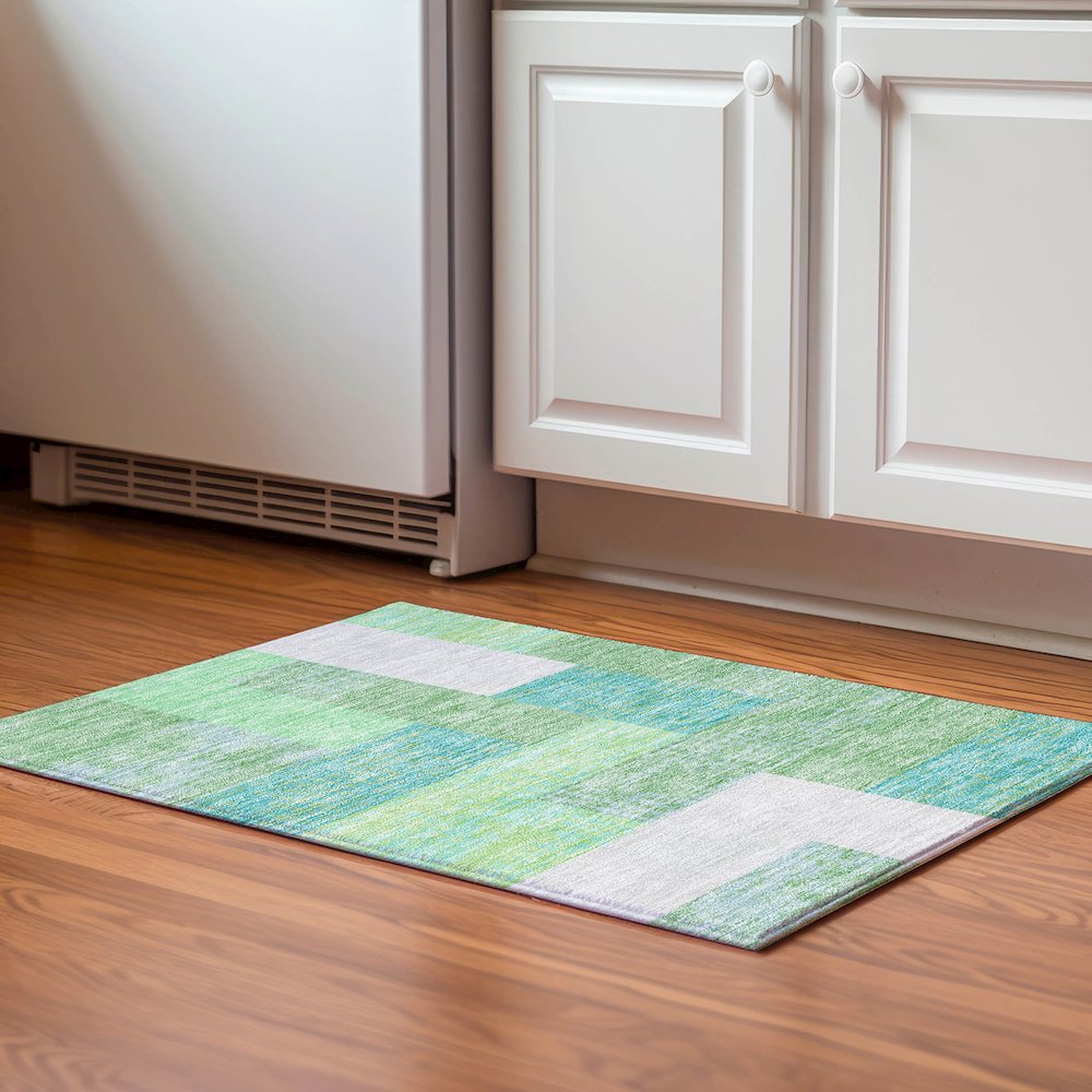 Premium Machine Washable Mayfield AMF941 Aloe 1'8" x 2'6" Rug. Picture 5