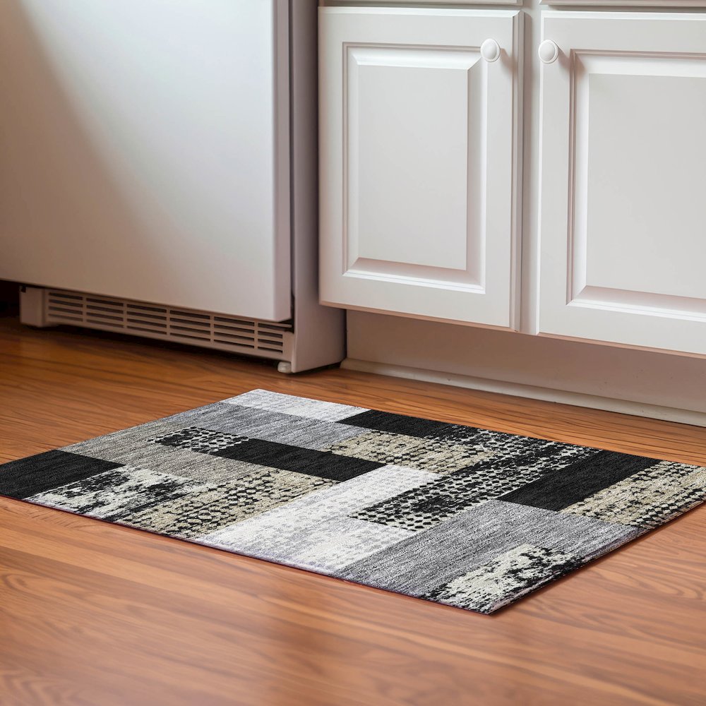 Premium Machine Washable Mayfield AMF941 Black 1'8" x 2'6" Rug. Picture 5
