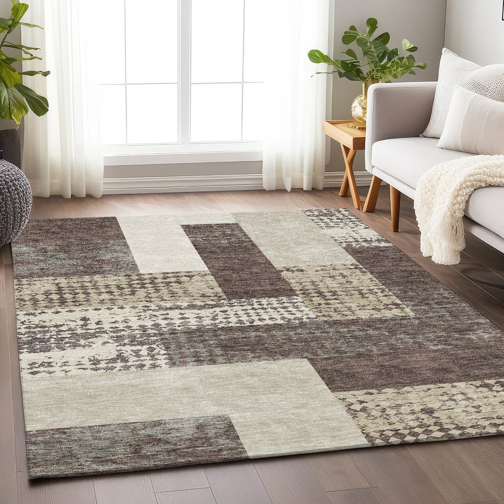 Premium Machine Washable Mayfield AMF941 Brown 2'6" x 3'10" Rug. Picture 5
