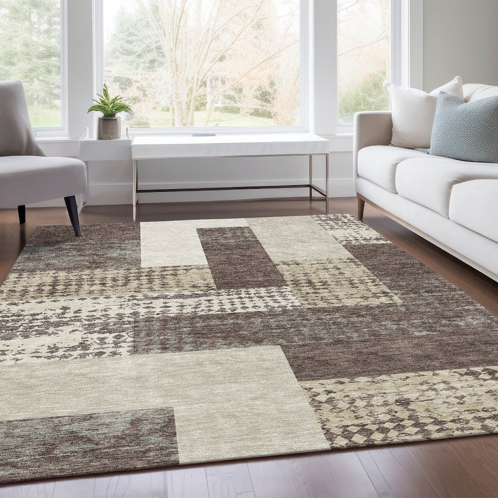 Premium Machine Washable Mayfield AMF941 Brown 2'6" x 3'10" Rug. Picture 6