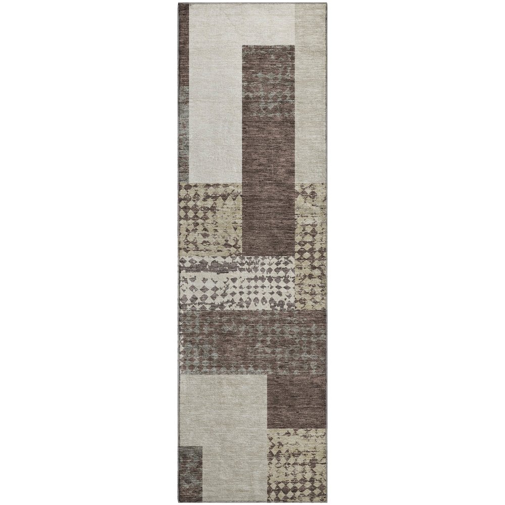 Premium Machine Washable Mayfield AMF941 Brown 2'3" x 7'6" Runner Rug. Picture 1
