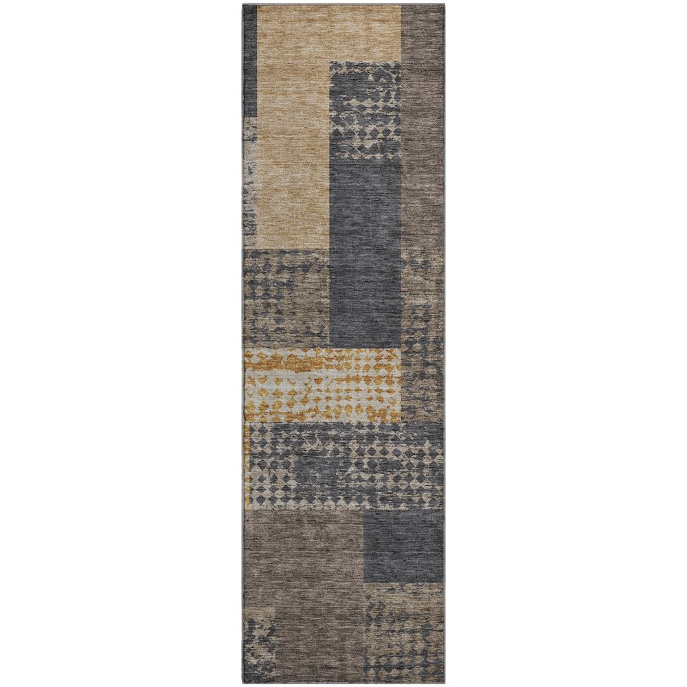 Premium Machine Washable Mayfield AMF941 Coffee 2'3" x 7'6" Runner Rug. Picture 1