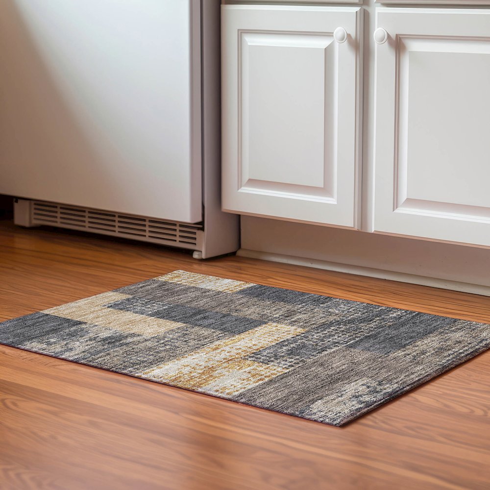 Premium Machine Washable Mayfield AMF941 Coffee 1'8" x 2'6" Rug. Picture 5