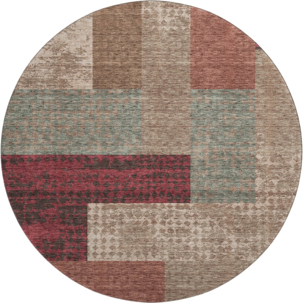 Premium Machine Washable Mayfield AMF941 Mocha 8' x 8' Round Rug. Picture 1