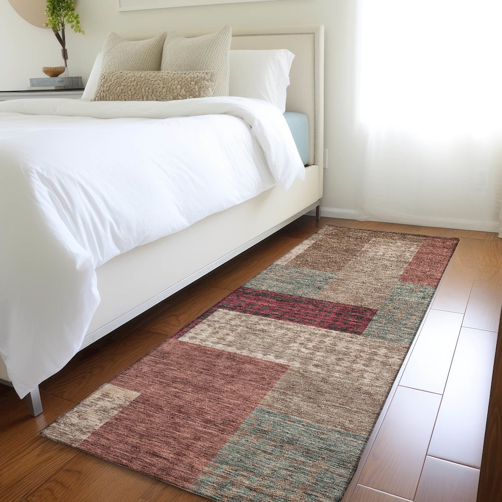 Premium Machine Washable Mayfield AMF941 Mocha 2'3" x 7'6" Runner Rug. Picture 5