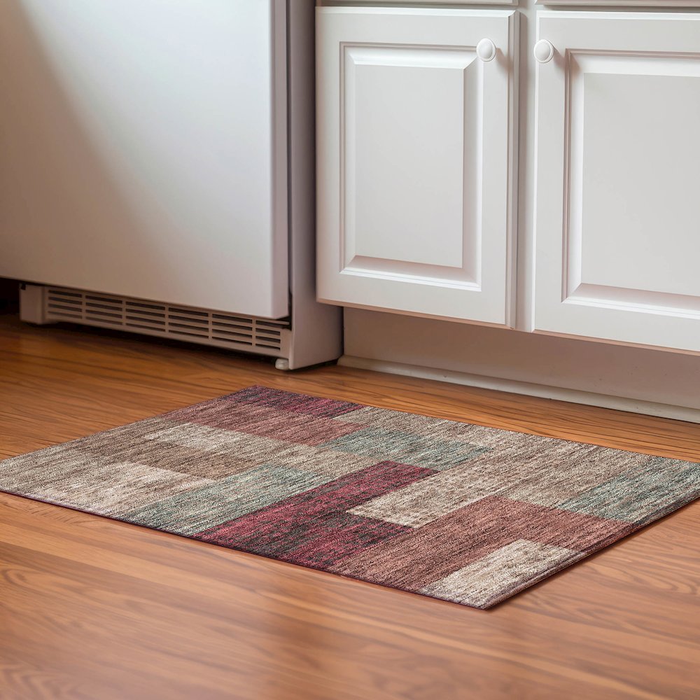 Premium Machine Washable Mayfield AMF941 Mocha 1'8" x 2'6" Rug. Picture 5