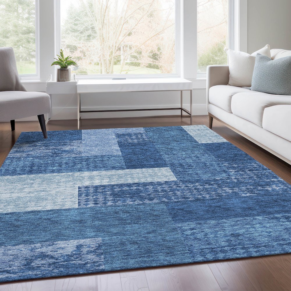 Premium Machine Washable Mayfield AMF941 Navy 2'6" x 3'10" Rug. Picture 6