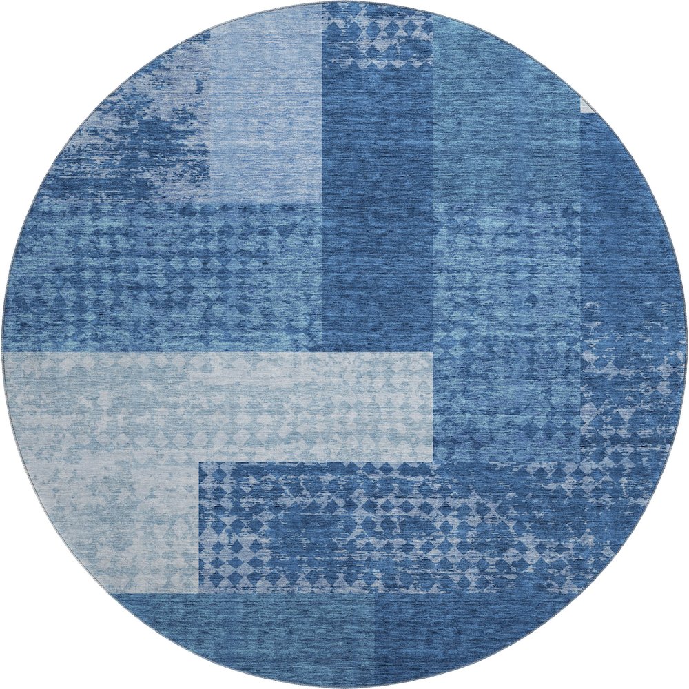 Premium Machine Washable Mayfield AMF941 Navy 8' x 8' Round Rug. Picture 1
