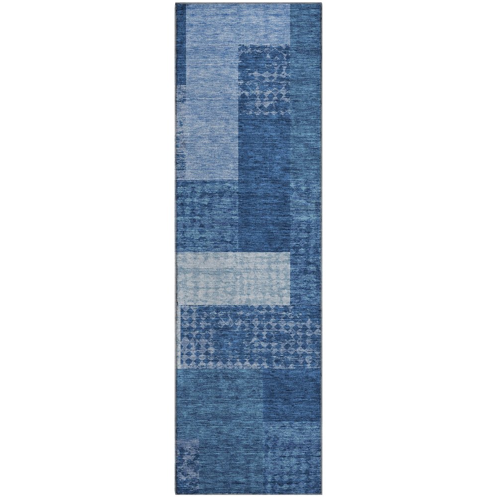 Premium Machine Washable Mayfield AMF941 Navy 2'3" x 7'6" Runner Rug. Picture 1