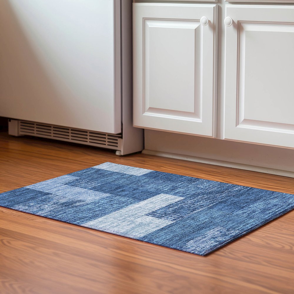 Premium Machine Washable Mayfield AMF941 Navy 1'8" x 2'6" Rug. Picture 5
