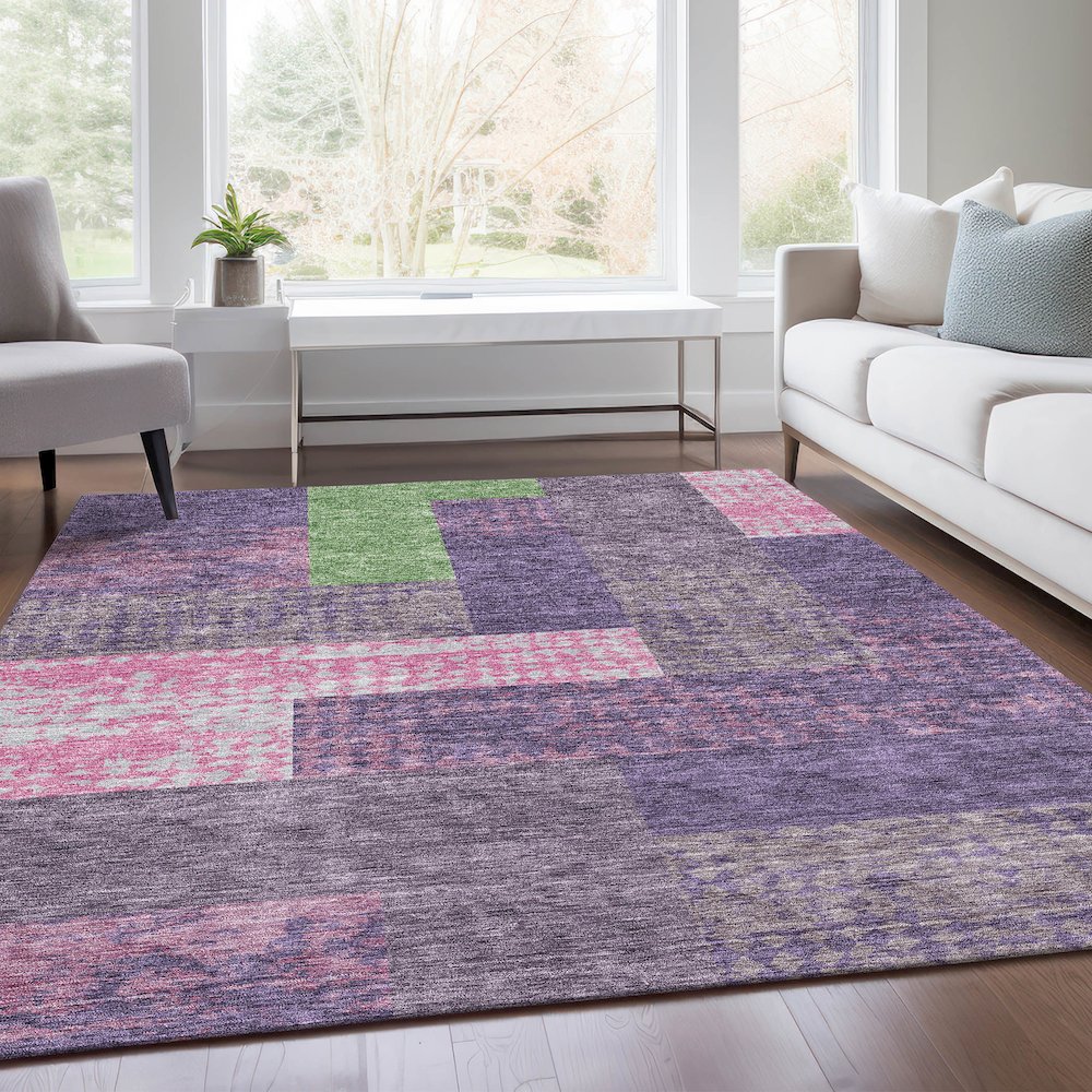 Premium Machine Washable Mayfield AMF941 Purple 2'6" x 3'10" Rug. Picture 6
