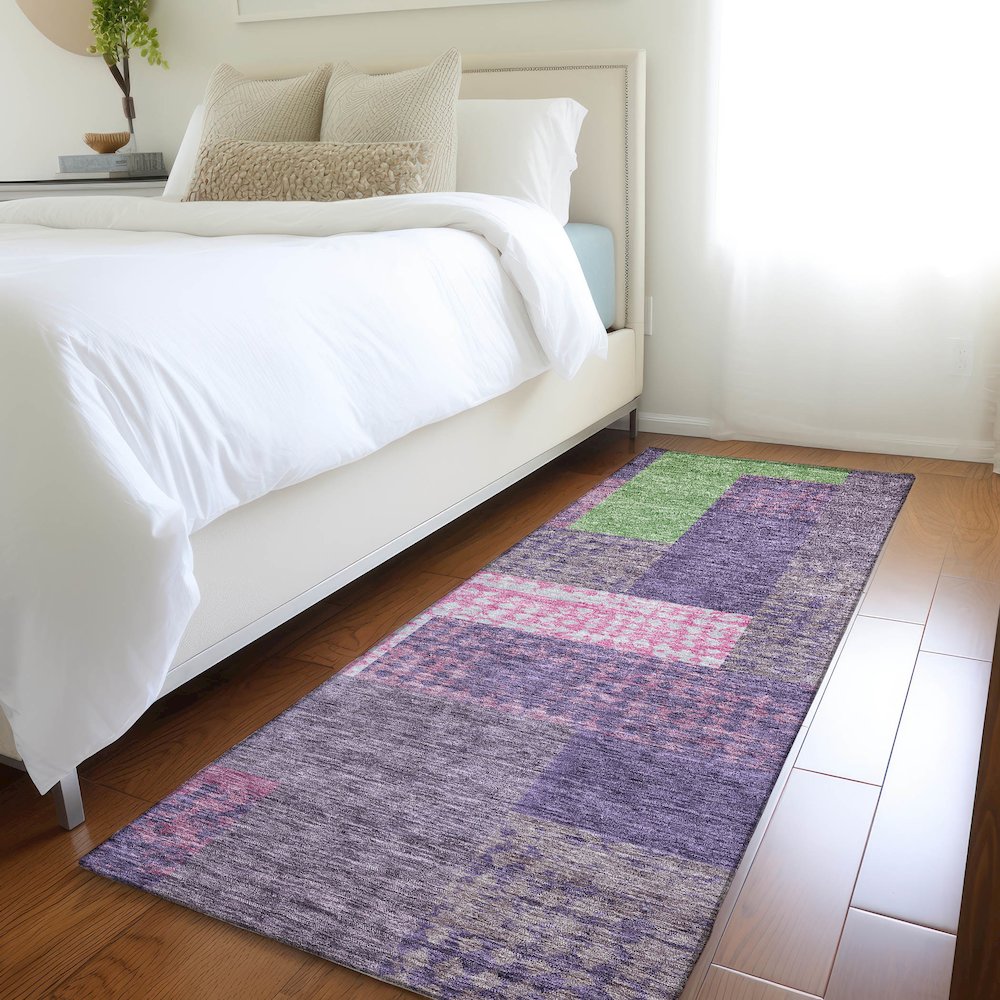Premium Machine Washable Mayfield AMF941 Purple 2'3" x 7'6" Runner Rug. Picture 5