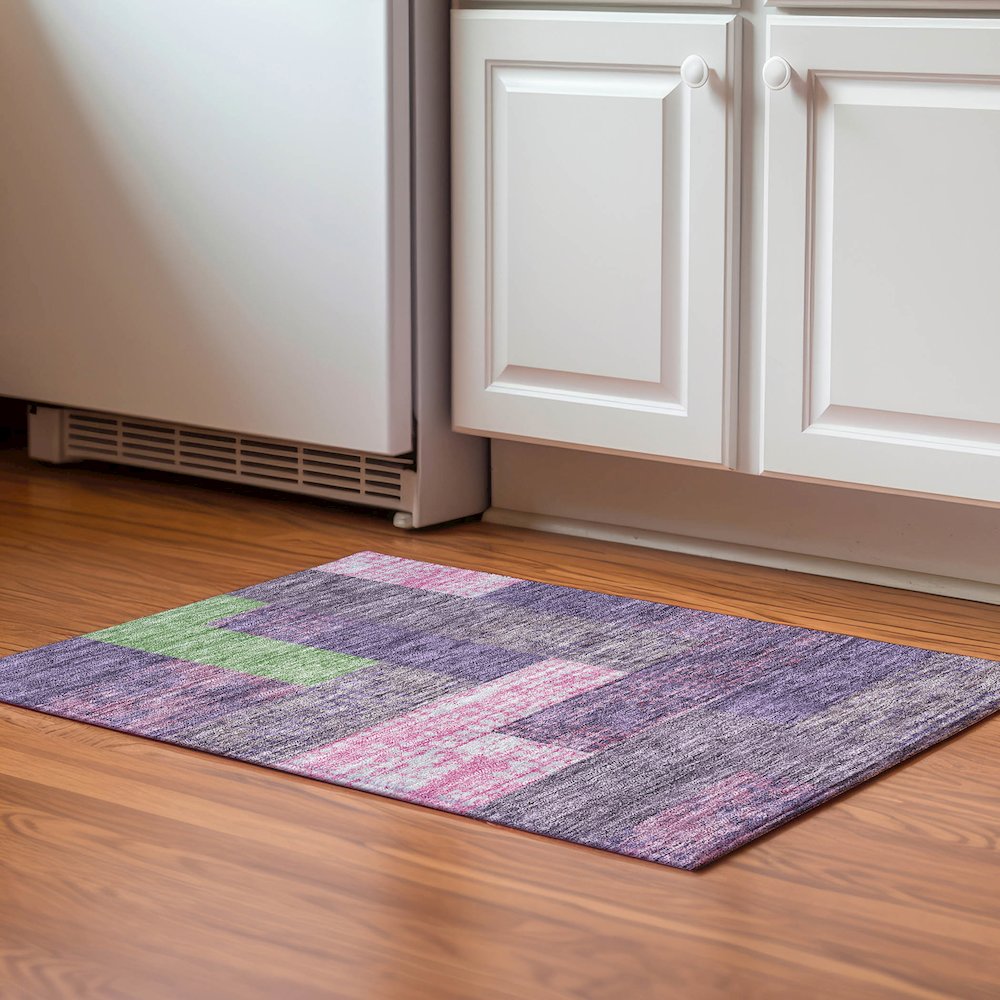 Premium Machine Washable Mayfield AMF941 Purple 1'8" x 2'6" Rug. Picture 5