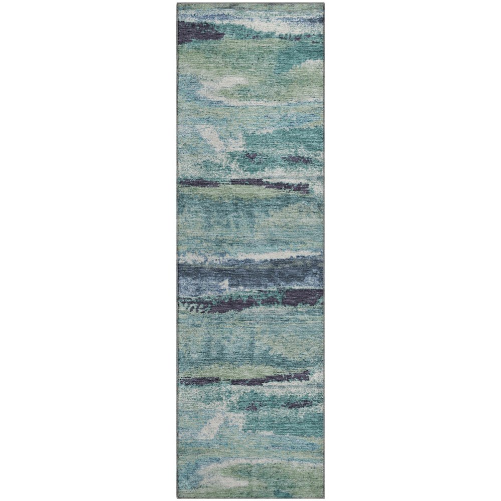 Premium Machine Washable Mayfield AMF942 Aloe 2'3" x 7'6" Runner Rug. Picture 1