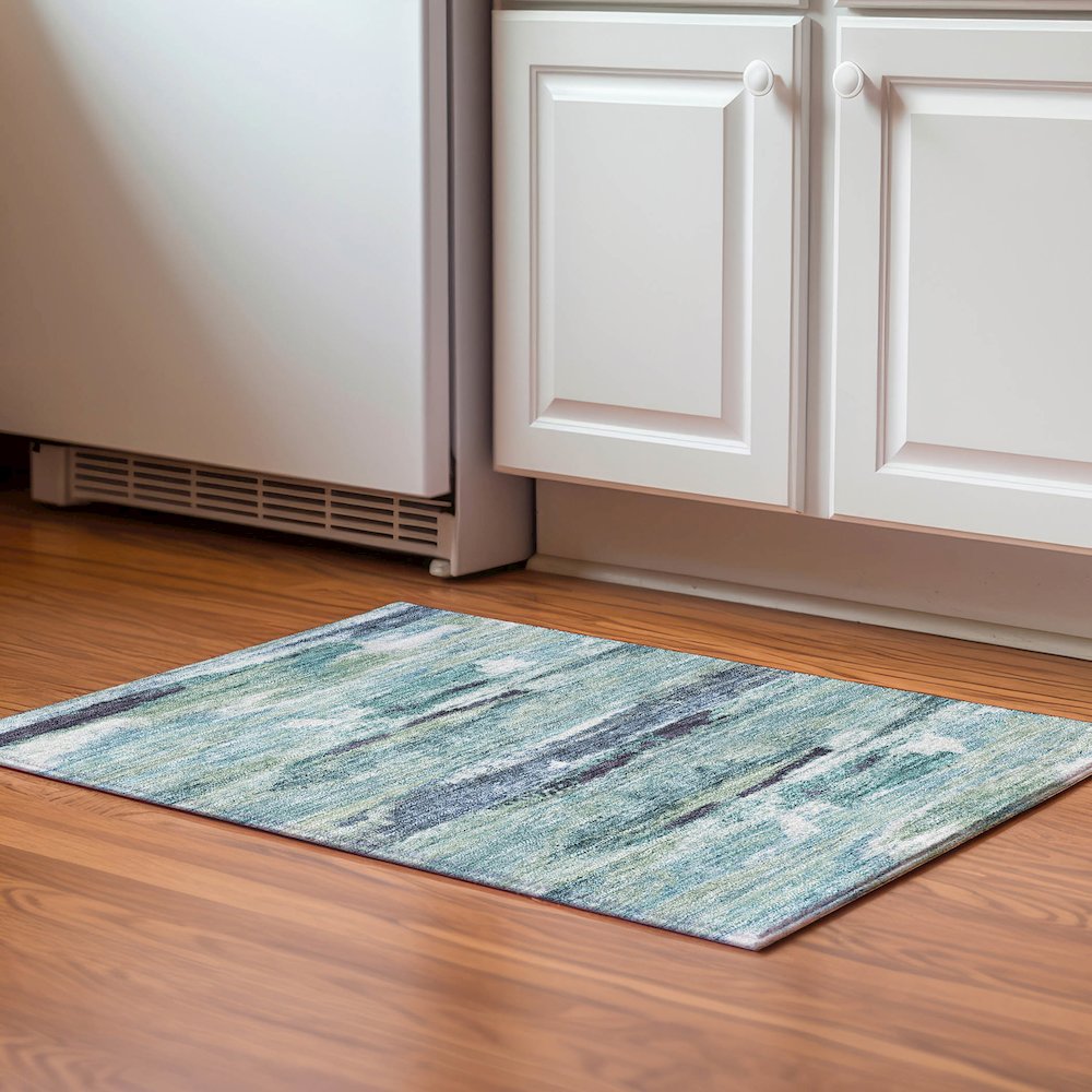 Premium Machine Washable Mayfield AMF942 Aloe 1'8" x 2'6" Rug. Picture 5