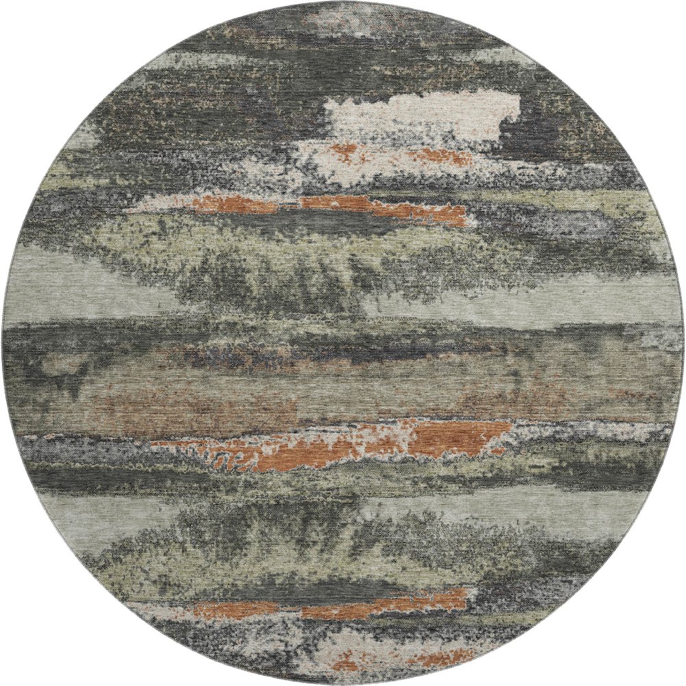 Premium Machine Washable Mayfield AMF942 Charcoal 8' x 8' Round Rug. Picture 1