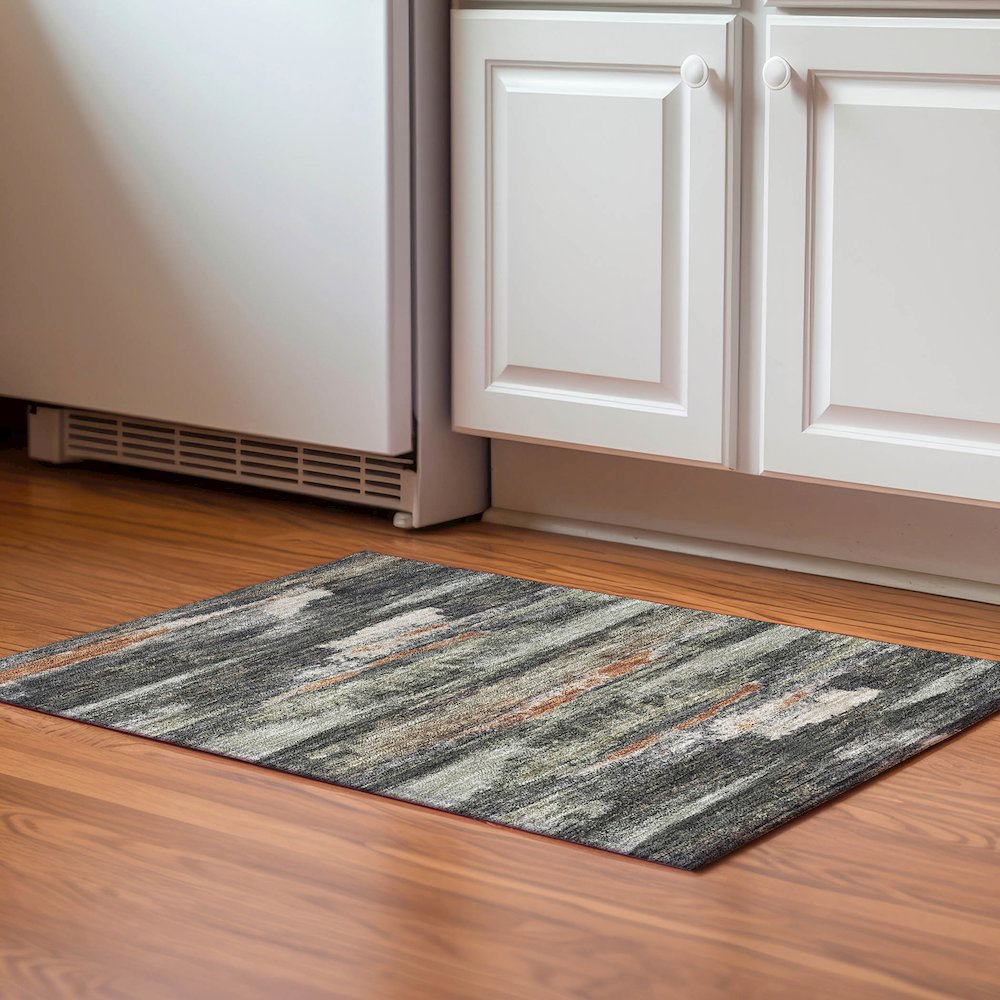 Premium Machine Washable Mayfield AMF942 Charcoal 1'8" x 2'6" Rug. Picture 5