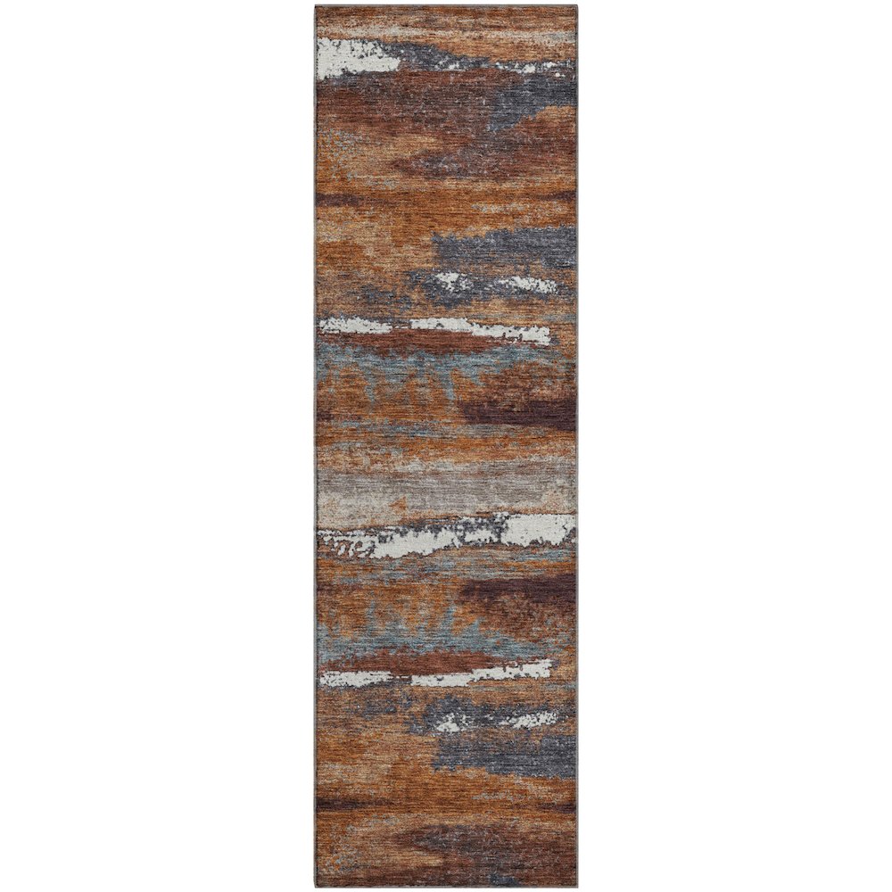 Premium Machine Washable Mayfield AMF942 Copper 2'3" x 7'6" Runner Rug. Picture 1