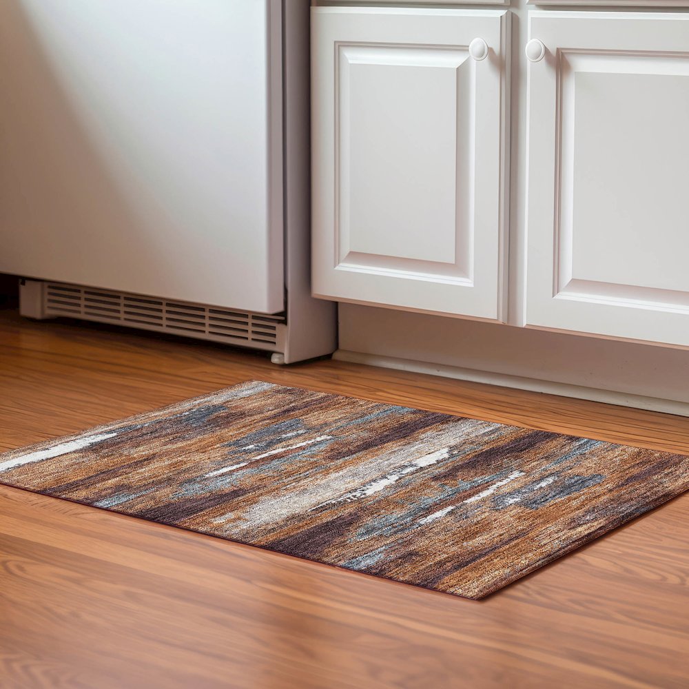 Premium Machine Washable Mayfield AMF942 Copper 1'8" x 2'6" Rug. Picture 5