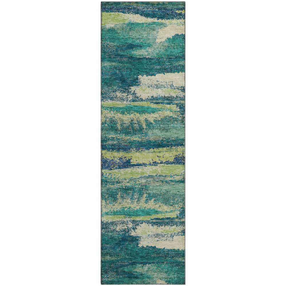 Premium Machine Washable Mayfield AMF942 Emerald 2'3" x 7'6" Runner Rug. Picture 1