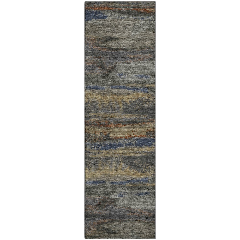 Premium Machine Washable Mayfield AMF942 Graphite 2'3" x 7'6" Runner Rug. Picture 1