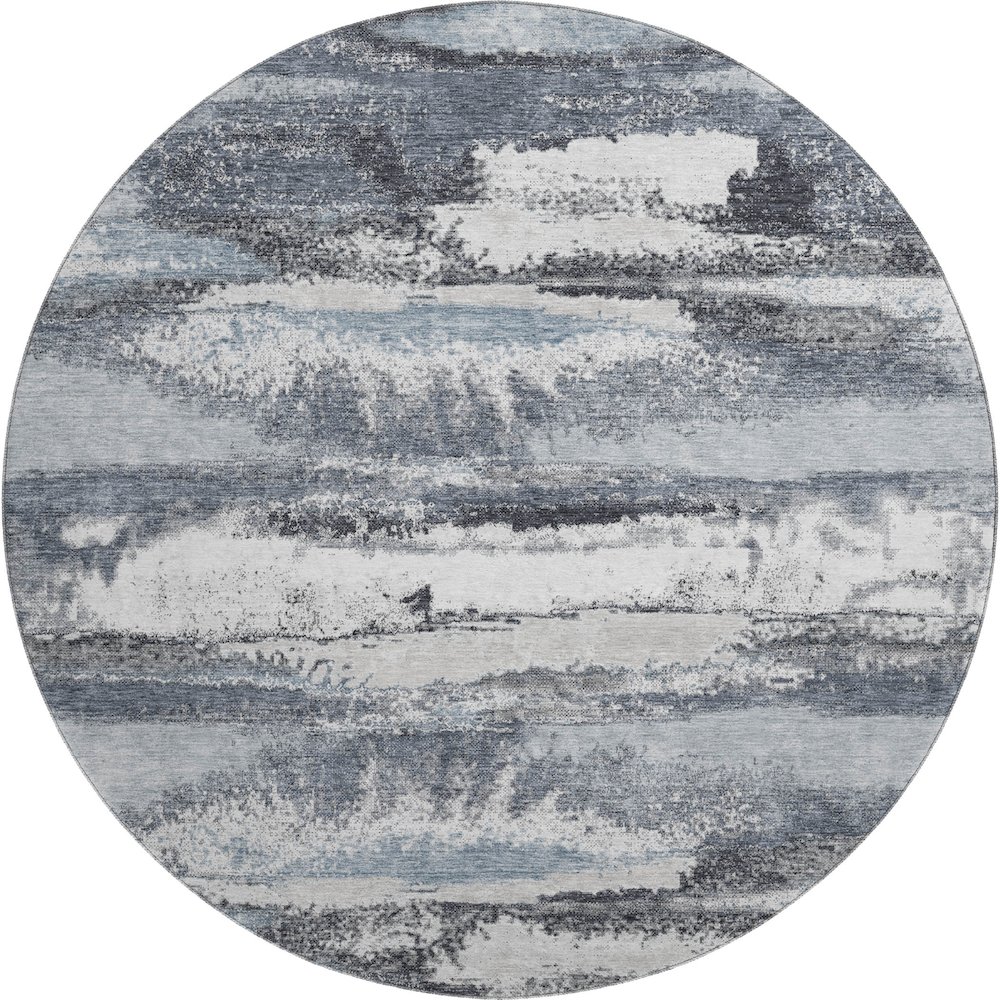 Premium Machine Washable Mayfield AMF942 Gray 8' x 8' Round Rug. Picture 1