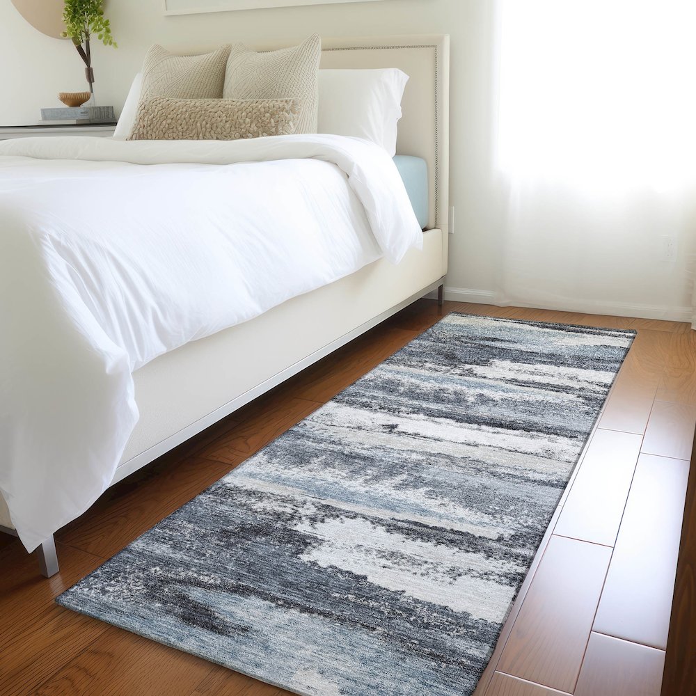 Premium Machine Washable Mayfield AMF942 Gray 2'3" x 7'6" Runner Rug. Picture 5