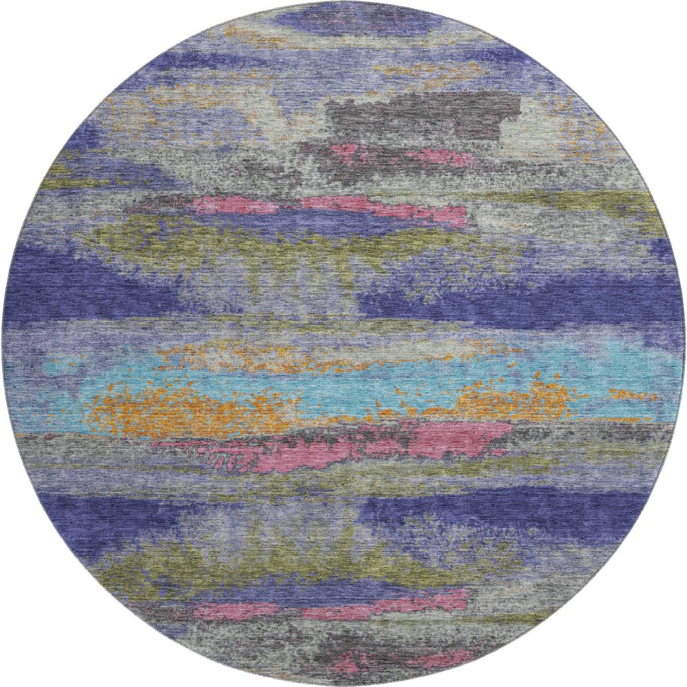 Premium Machine Washable Mayfield AMF942 Lavender 8' x 8' Round Rug. Picture 1