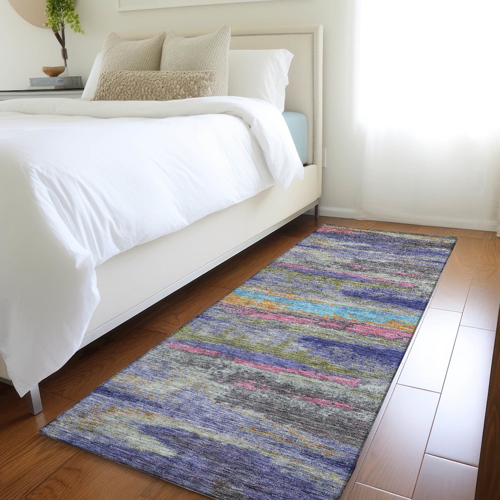 Premium Machine Washable Mayfield AMF942 Lavender 2'3" x 7'6" Runner Rug. Picture 5
