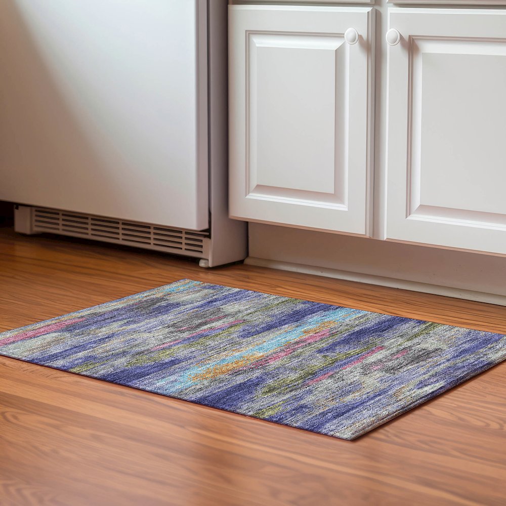 Premium Machine Washable Mayfield AMF942 Lavender 1'8" x 2'6" Rug. Picture 5