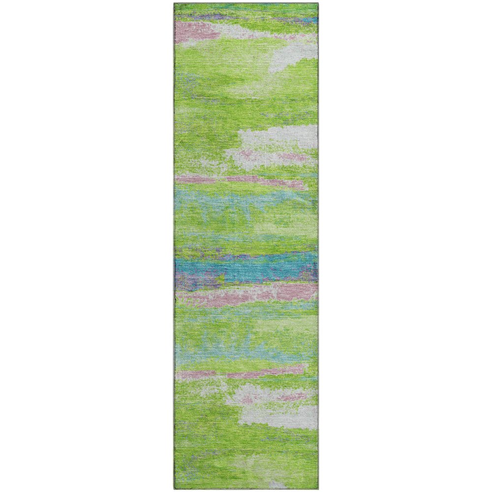 Premium Machine Washable Mayfield AMF942 Lime 2'3" x 7'6" Runner Rug. Picture 1