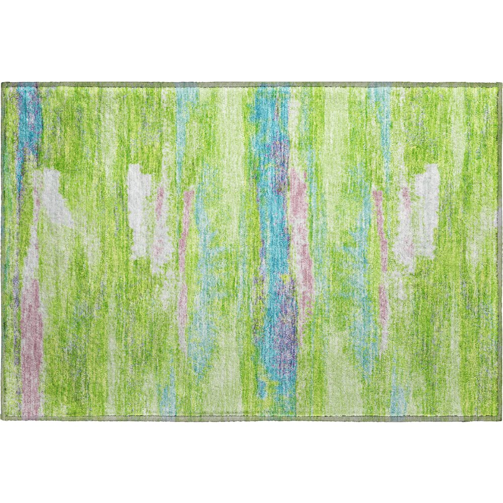 Premium Machine Washable Mayfield AMF942 Lime 1'8" x 2'6" Rug. Picture 1