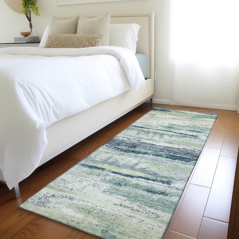 Premium Machine Washable Mayfield AMF942 Mint 2'3" x 7'6" Runner Rug. Picture 5