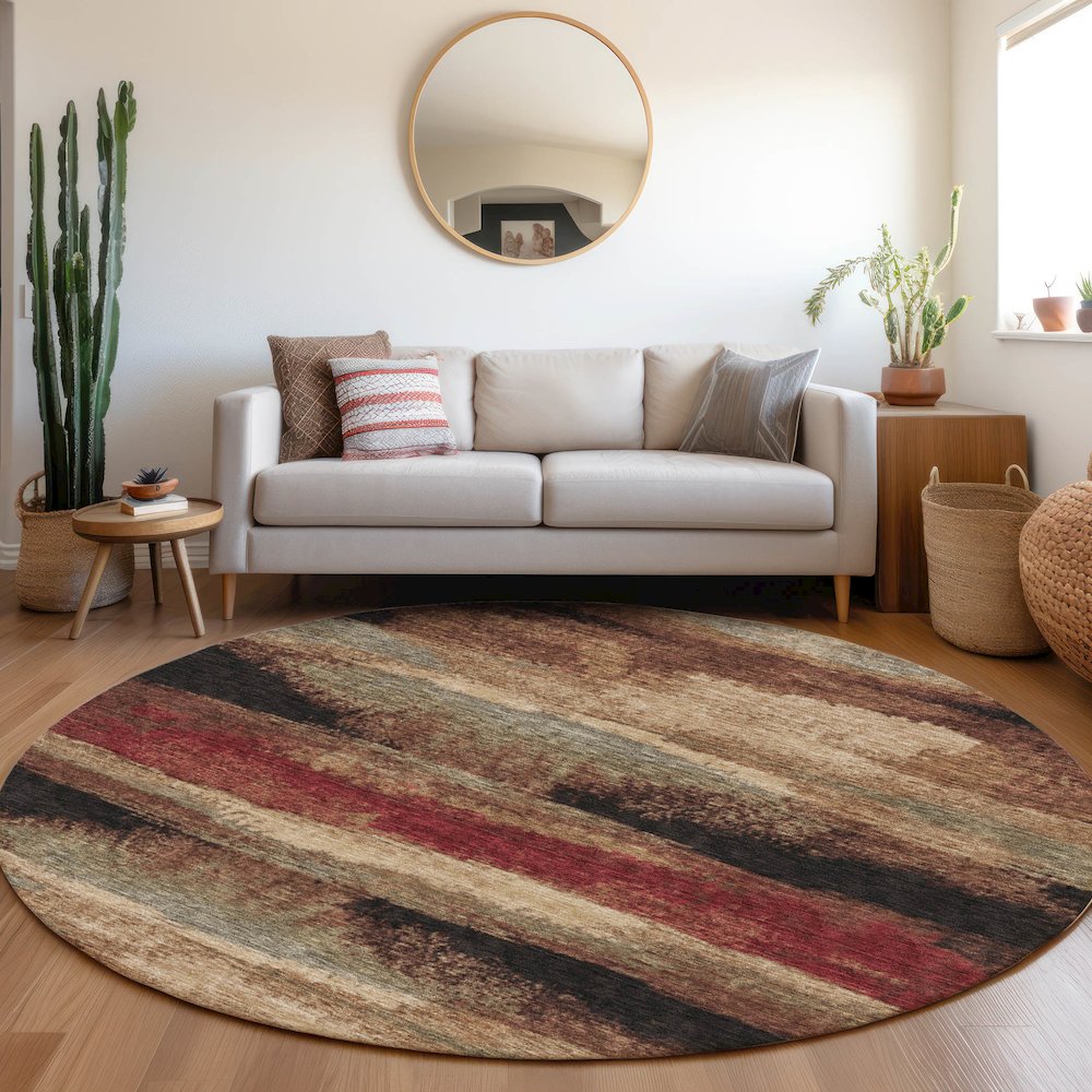 Premium Machine Washable Mayfield AMF942 Mocha 8' x 8' Round Rug. Picture 5