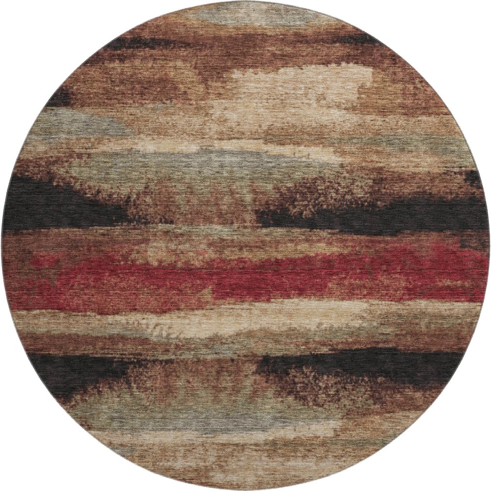 Premium Machine Washable Mayfield AMF942 Mocha 8' x 8' Round Rug. Picture 1