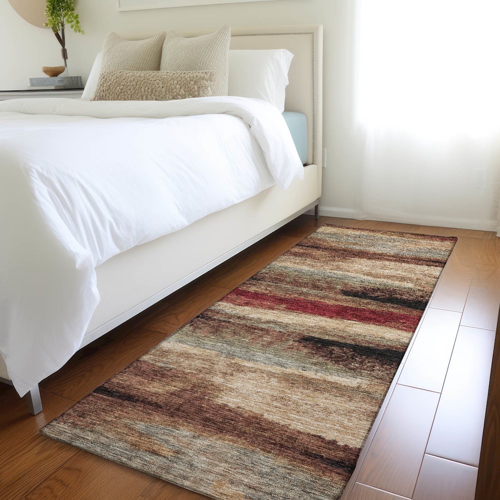 Premium Machine Washable Mayfield AMF942 Mocha 2'3" x 7'6" Runner Rug. Picture 5