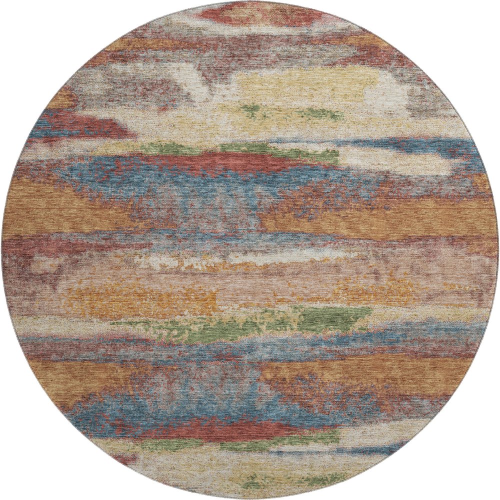 Premium Machine Washable Mayfield AMF942 Paprika 8' x 8' Round Rug. Picture 1