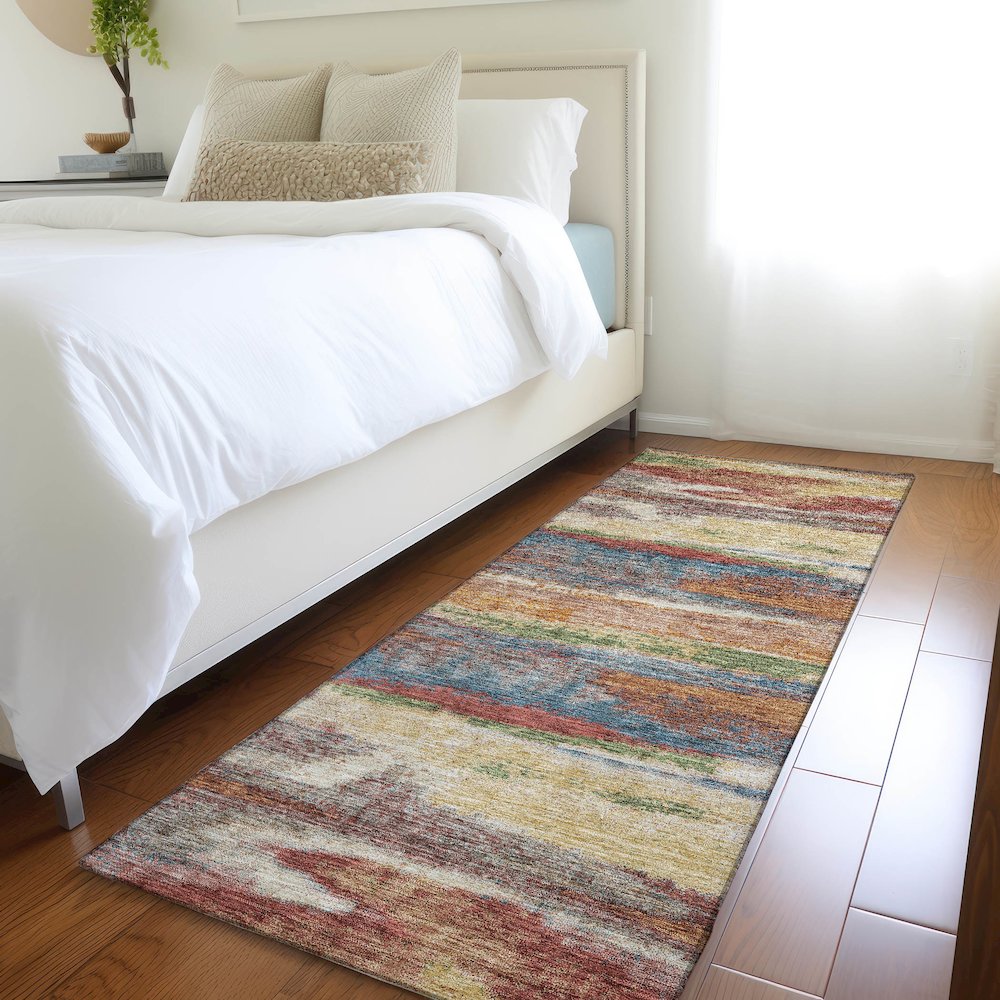 Premium Machine Washable Mayfield AMF942 Paprika 2'3" x 7'6" Runner Rug. Picture 5