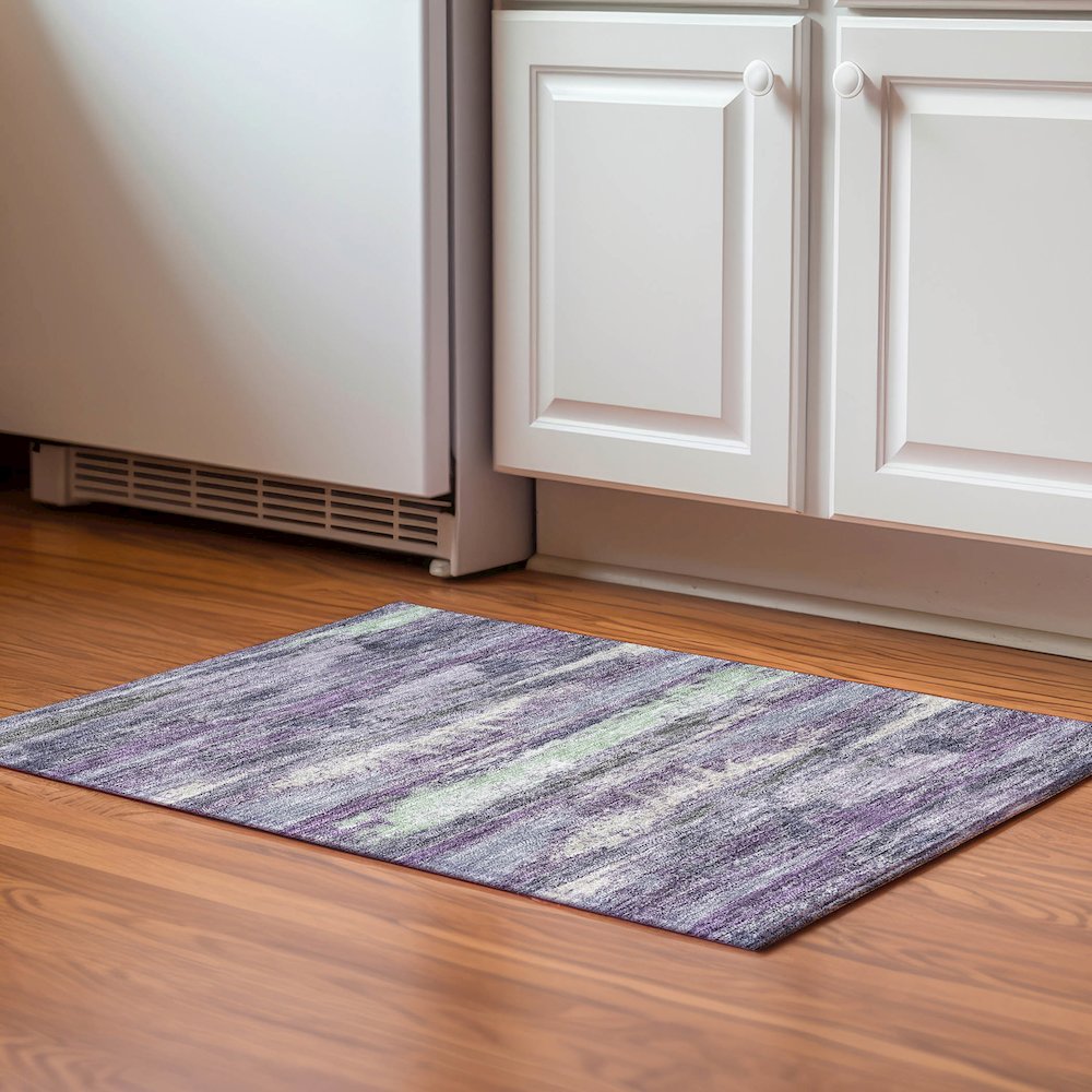Premium Machine Washable Mayfield AMF942 Purple 1'8" x 2'6" Rug. Picture 5