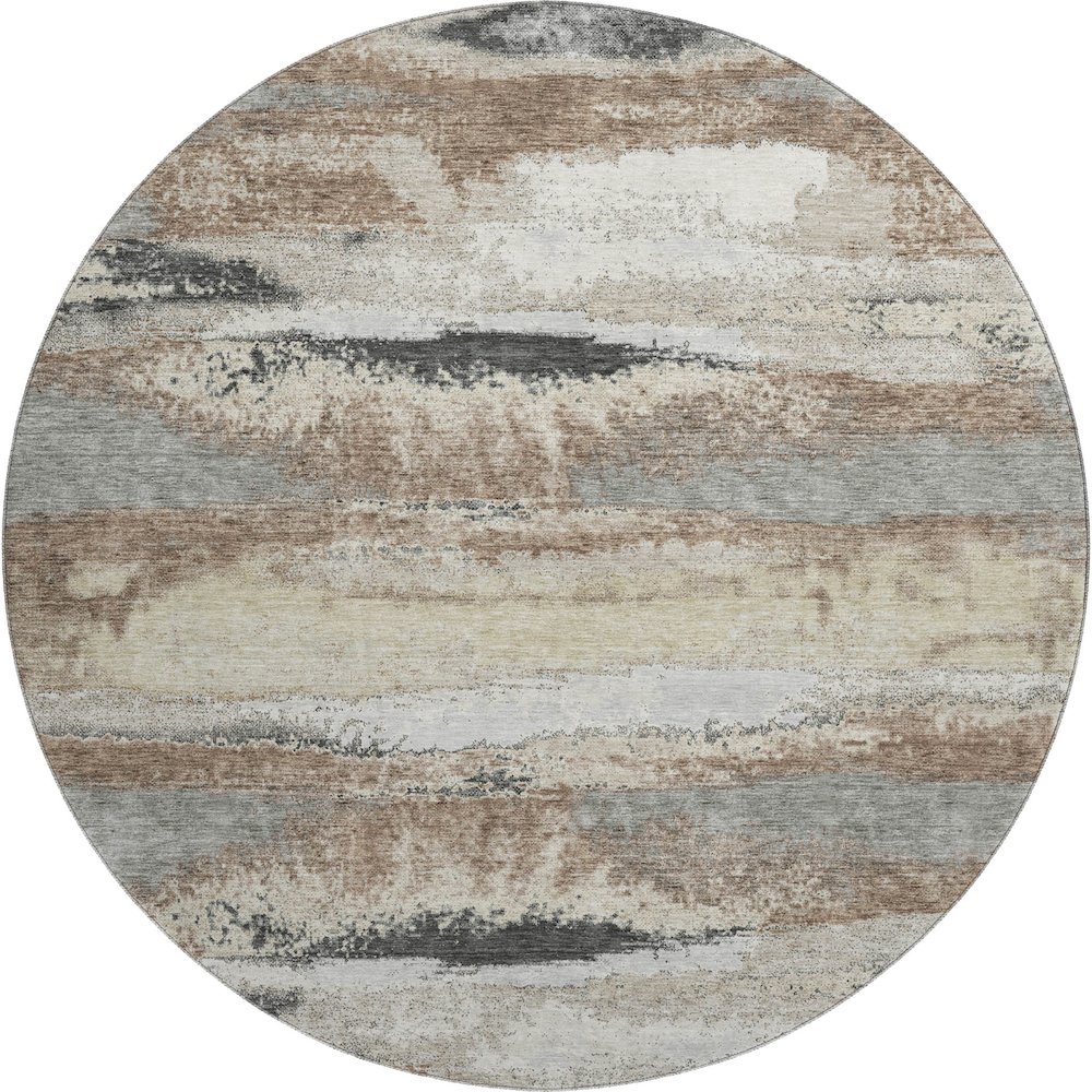 Premium Machine Washable Mayfield AMF942 Taupe 8' x 8' Round Rug. Picture 1