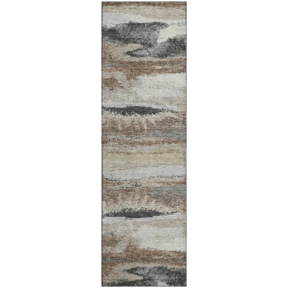 Premium Machine Washable Mayfield AMF942 Taupe 2'3" x 7'6" Runner Rug. Picture 1