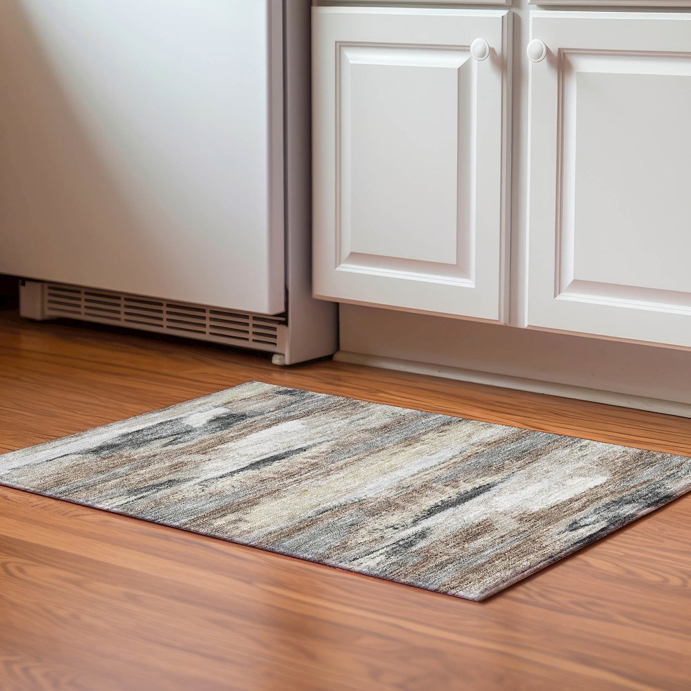Premium Machine Washable Mayfield AMF942 Taupe 1'8" x 2'6" Rug. Picture 5