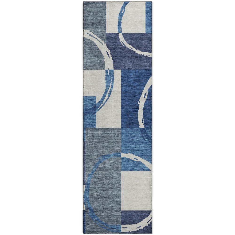 Premium Machine Washable Mayfield AMF943 Blue 2'3" x 7'6" Runner Rug. Picture 1