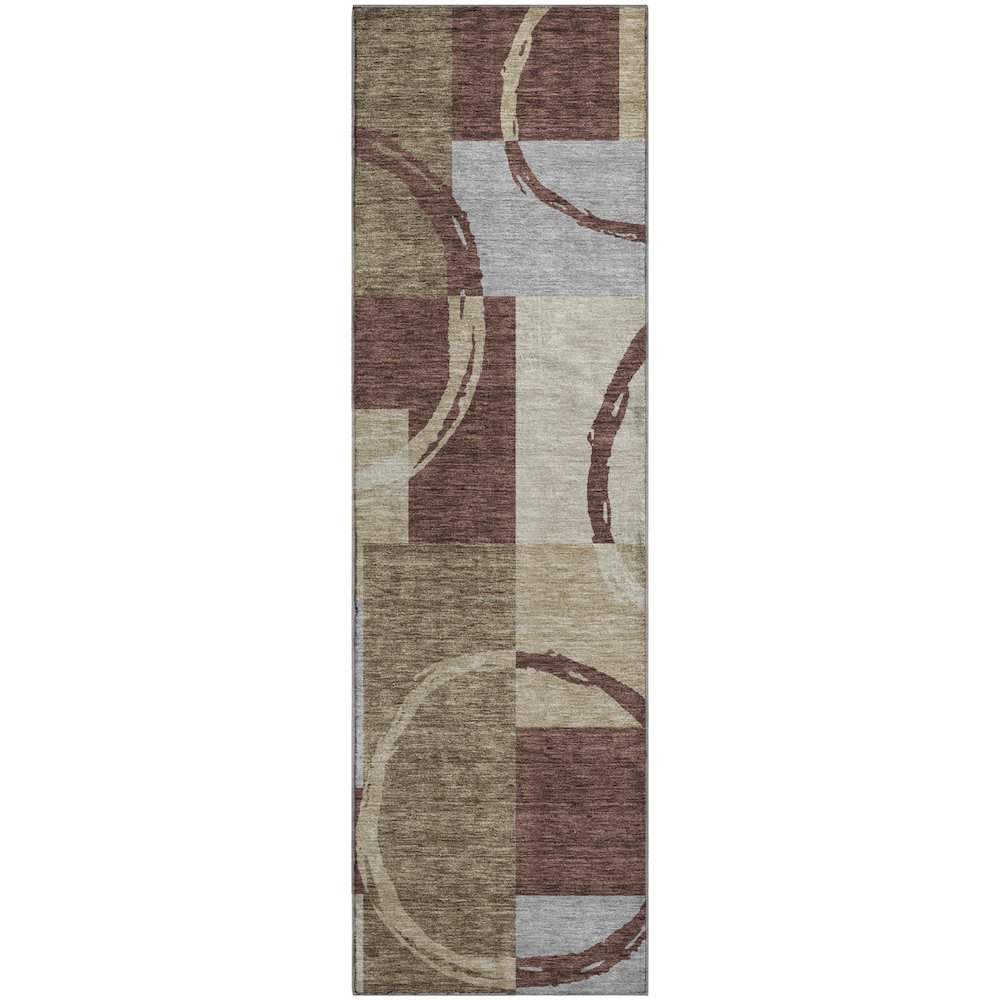 Premium Machine Washable Mayfield AMF943 Brown 2'3" x 7'6" Runner Rug. Picture 1