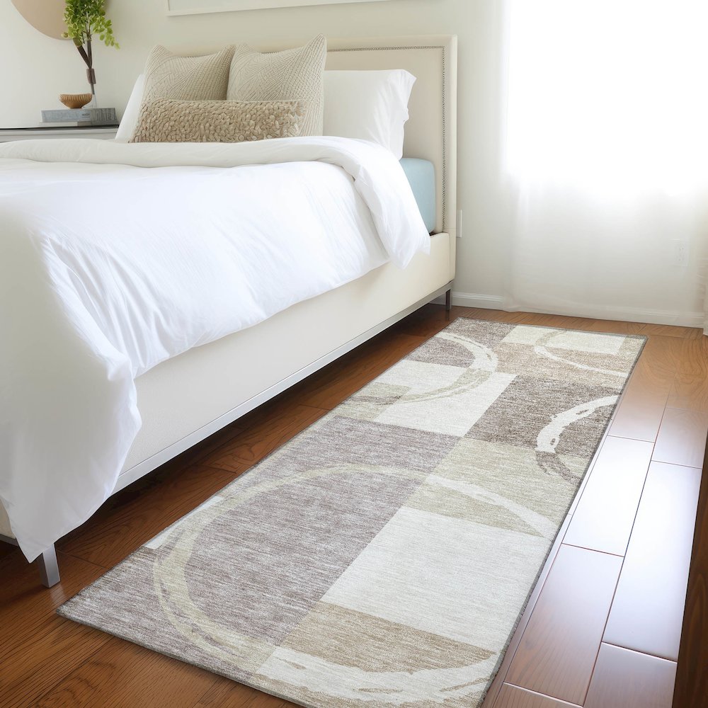 Premium Machine Washable Mayfield AMF943 Ivory 2'3" x 7'6" Runner Rug. Picture 5