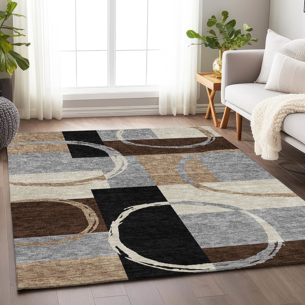 Premium Machine Washable Mayfield AMF943 Pewter 2'6" x 3'10" Rug. Picture 5
