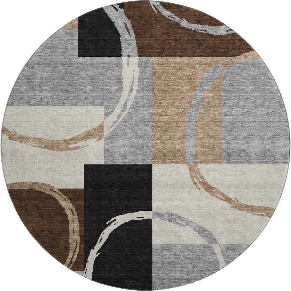 Premium Machine Washable Mayfield AMF943 Pewter 8' x 8' Round Rug. Picture 1