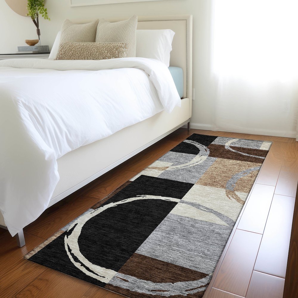 Premium Machine Washable Mayfield AMF943 Pewter 2'3" x 7'6" Runner Rug. Picture 5